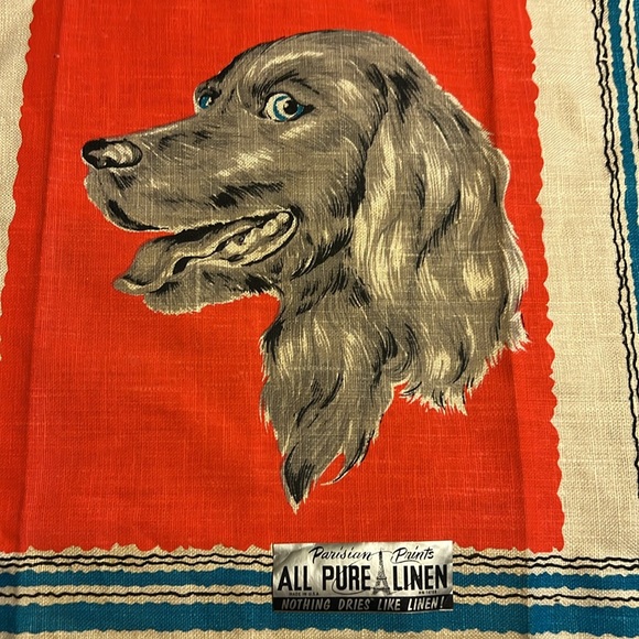 Vintage Made in USA linen tea towel with dog - Picture 6 of 9